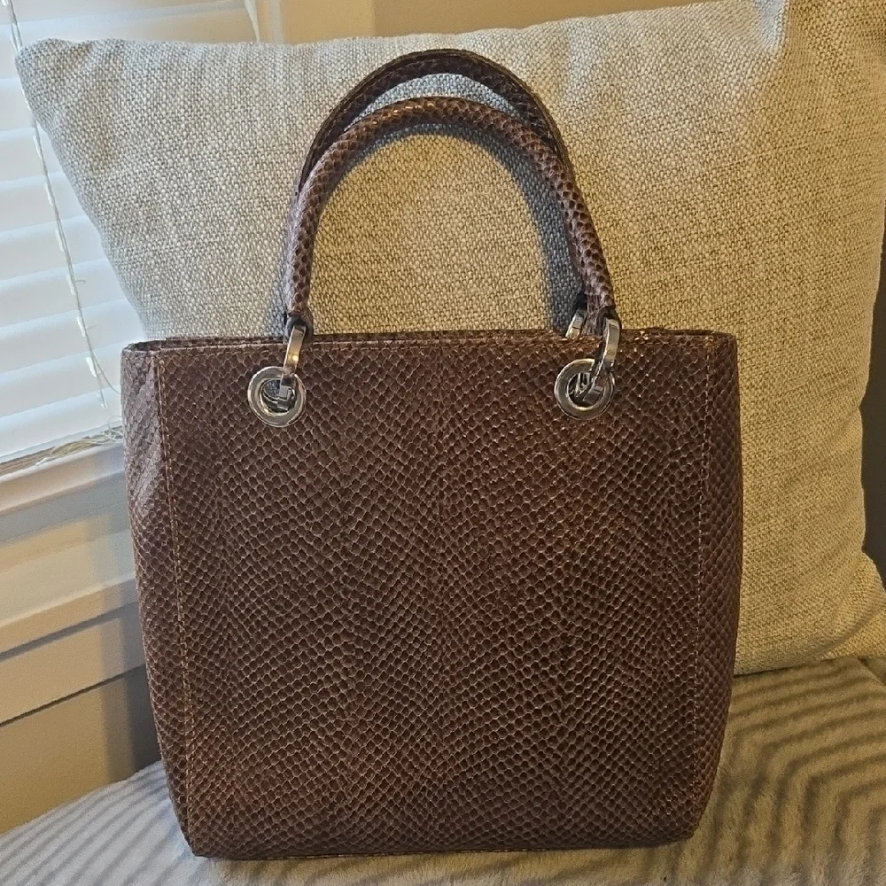 Talbots Textured Snake Skin Brown Handbag 🤎 - Picture 9 of 9